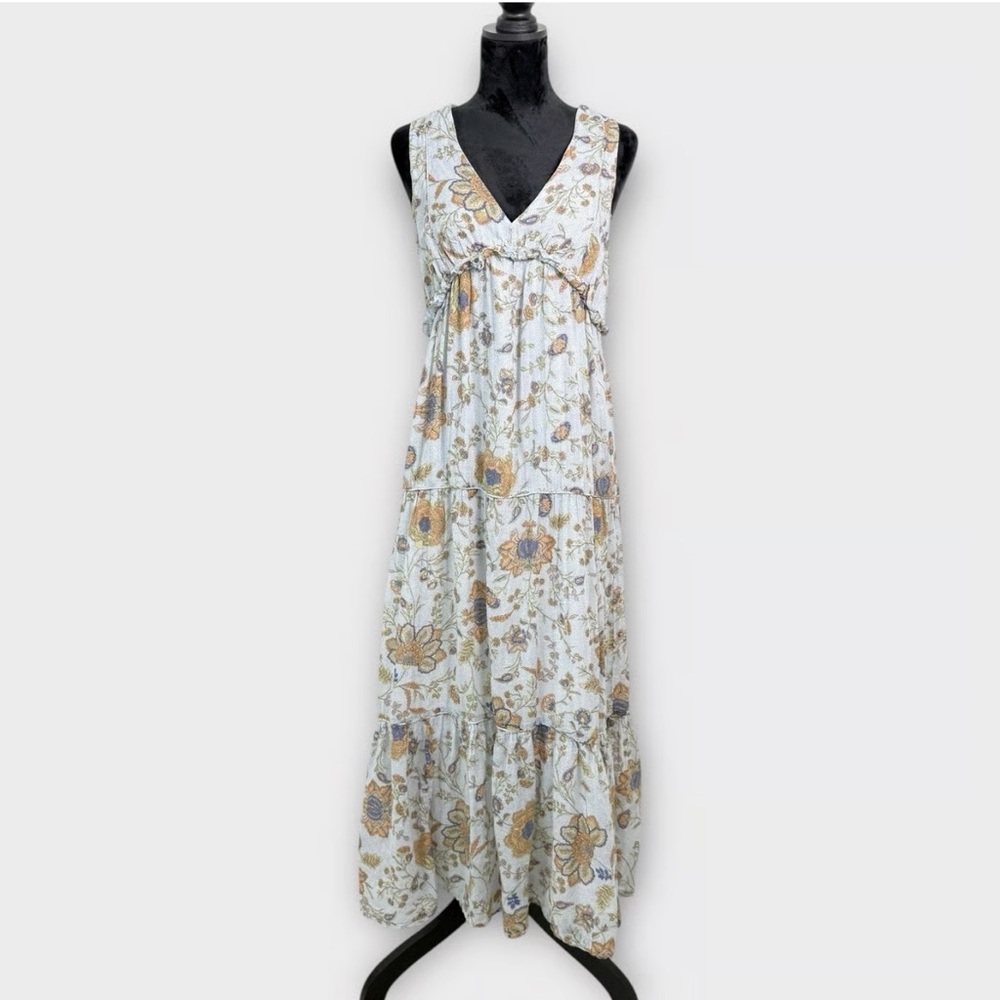 Rachel Zoe Floral Maxi Dress - Cream and Gold